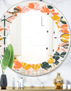 Botanical Retro Design II - Modern Round or Oval Wall Mirror - Leaves