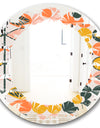 Botanical Retro Design II - Modern Round or Oval Wall Mirror - Leaves