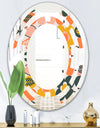 Botanical Retro Design II - Modern Round or Oval Wall Mirror - Space