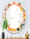 Botanical Retro Design II - Modern Round or Oval Wall Mirror - Leaves