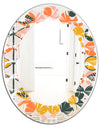Botanical Retro Design II - Modern Round or Oval Wall Mirror - Leaves