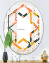 Botanical Retro Design II - Modern Round or Oval Wall Mirror - Hexagon Star