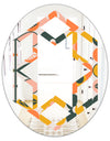 Botanical Retro Design II - Modern Round or Oval Wall Mirror - Hexagon Star
