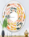 Botanical Retro Design II - Modern Round or Oval Wall Mirror - Whirl