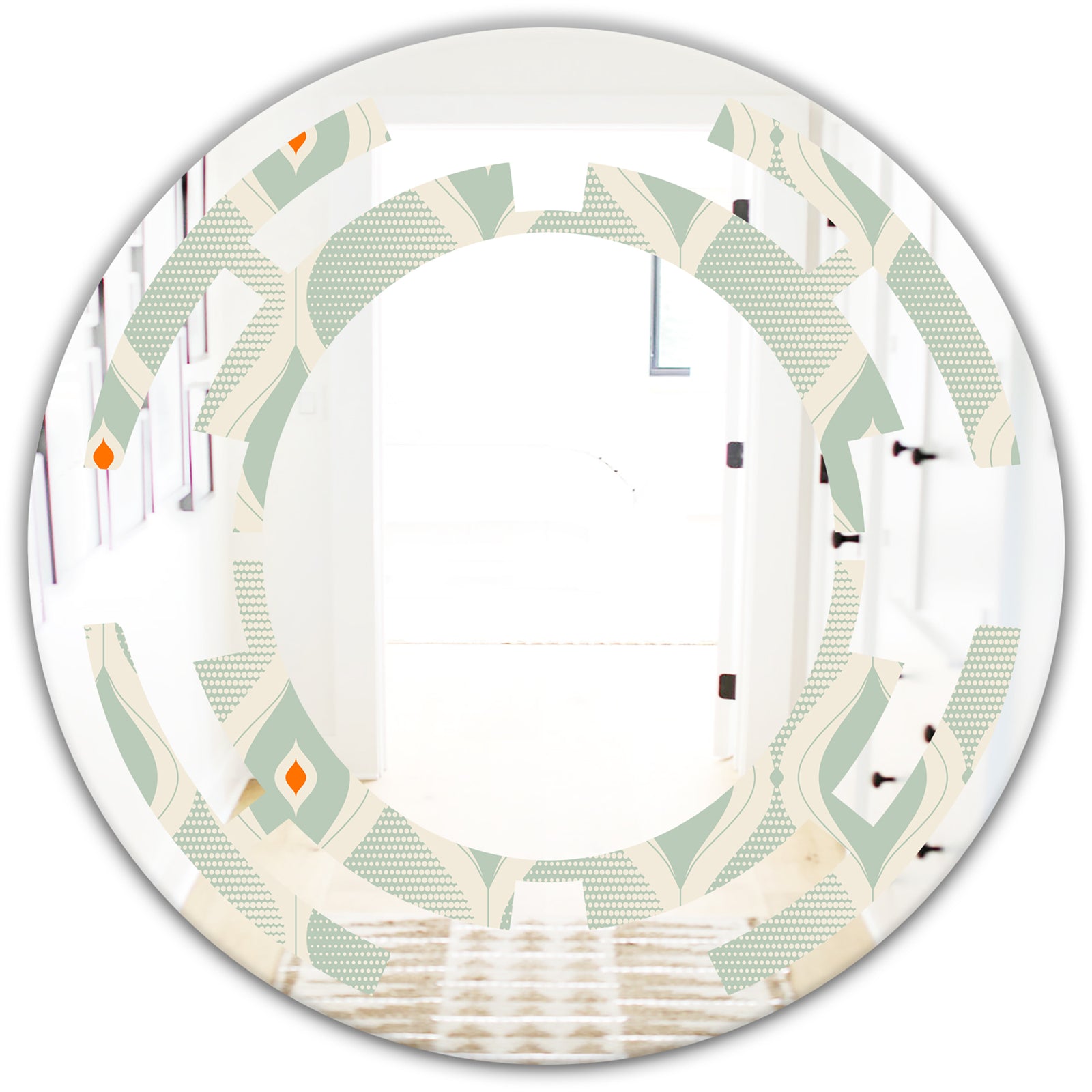Retro Abstract Drops VII - Modern Round or Oval Wall Mirror - Space