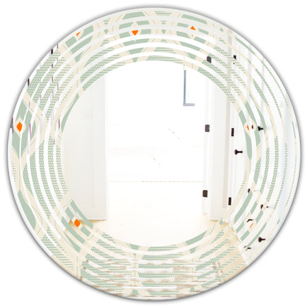 Retro Abstract Drops VII - Modern Round or Oval Wall Mirror - Wave