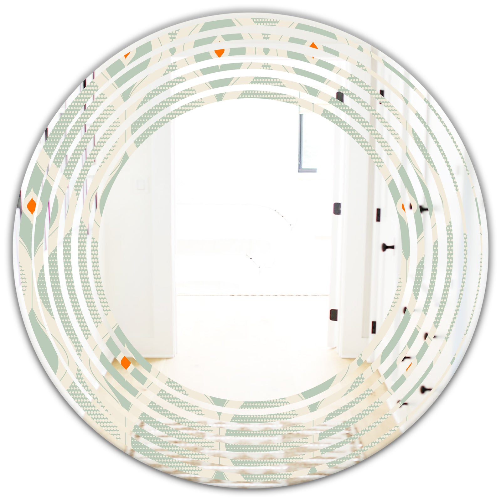 Retro Abstract Drops VII - Modern Round or Oval Wall Mirror - Wave