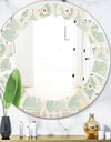 Retro Abstract Drops VII - Modern Round or Oval Wall Mirror - Leaves