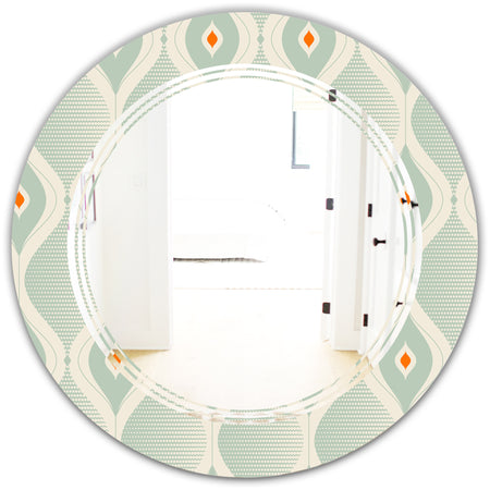 Retro Abstract Drops VII - Modern Round or Oval Wall Mirror - Triple C