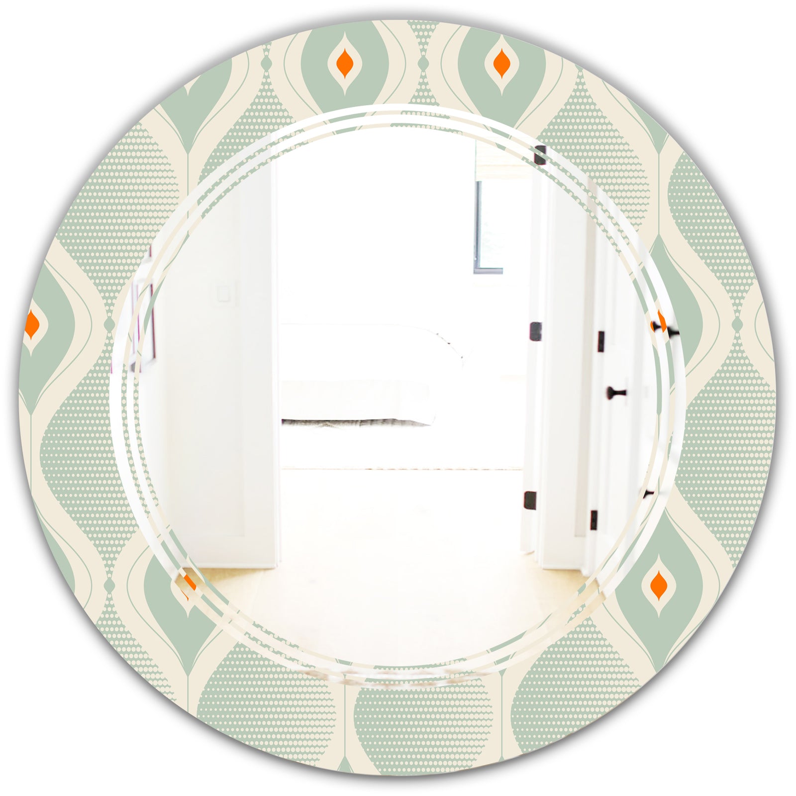 Retro Abstract Drops VII - Modern Round or Oval Wall Mirror - Triple C
