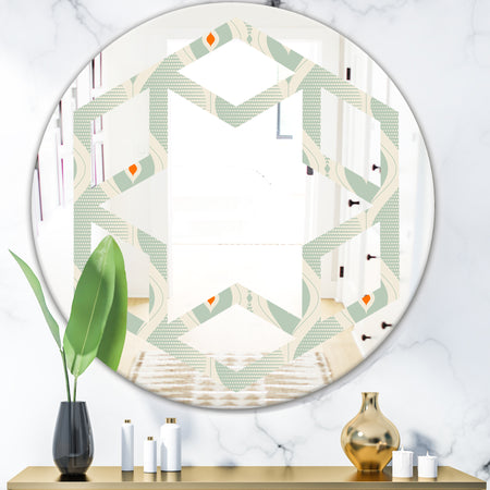 Retro Abstract Drops VII - Modern Round or Oval Wall Mirror - Hexagon Star