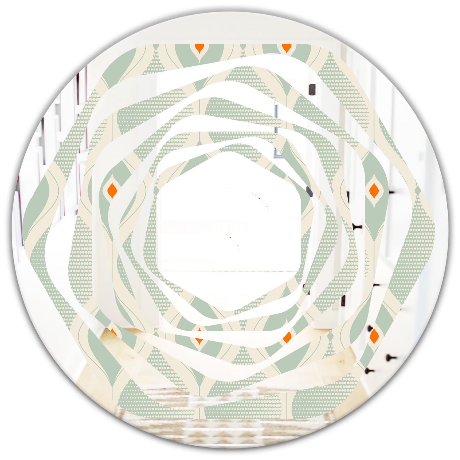 Retro Abstract Drops VII - Modern Round or Oval Wall Mirror - Whirl