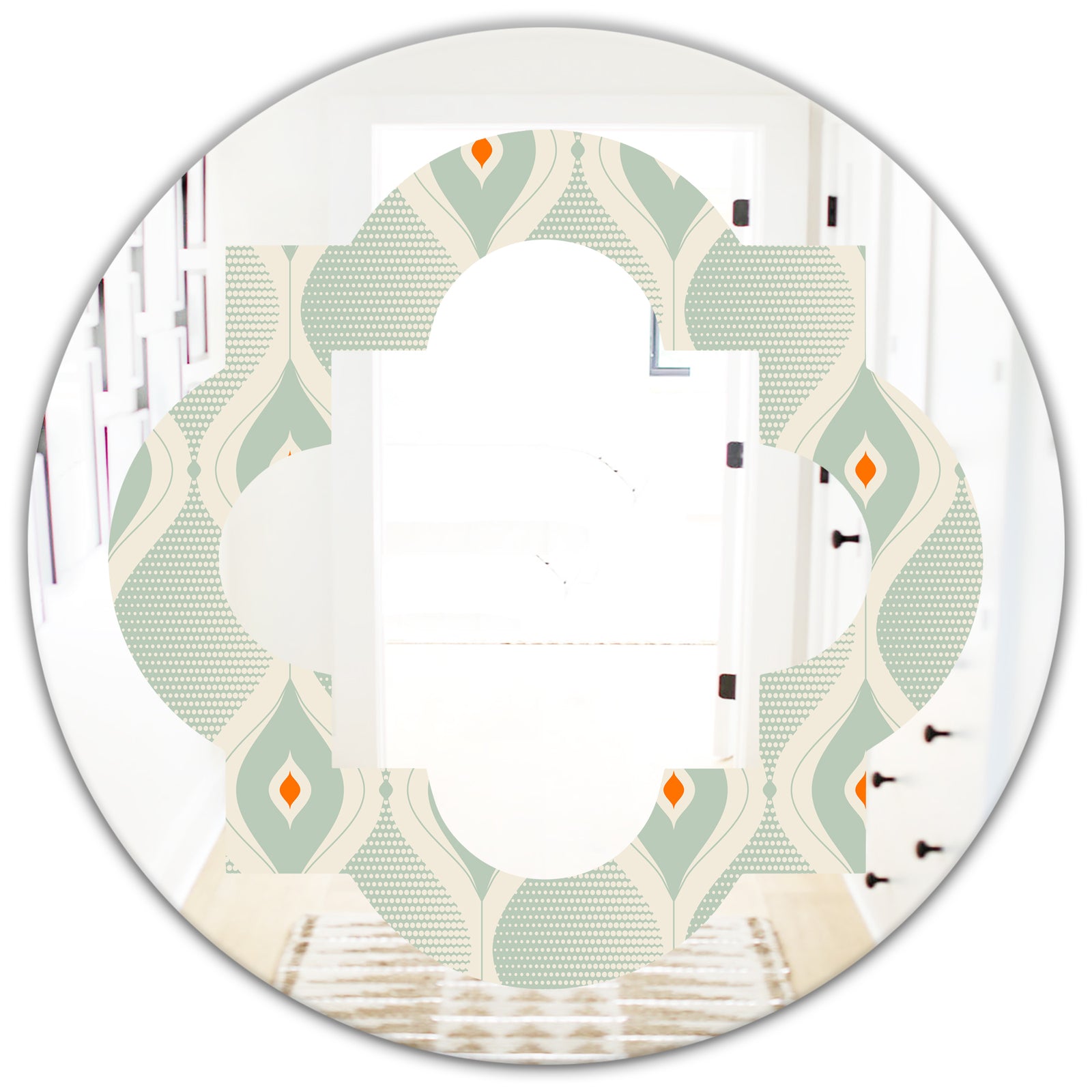 Retro Abstract Drops VII - Modern Round or Oval Wall Mirror - Quatrefoil