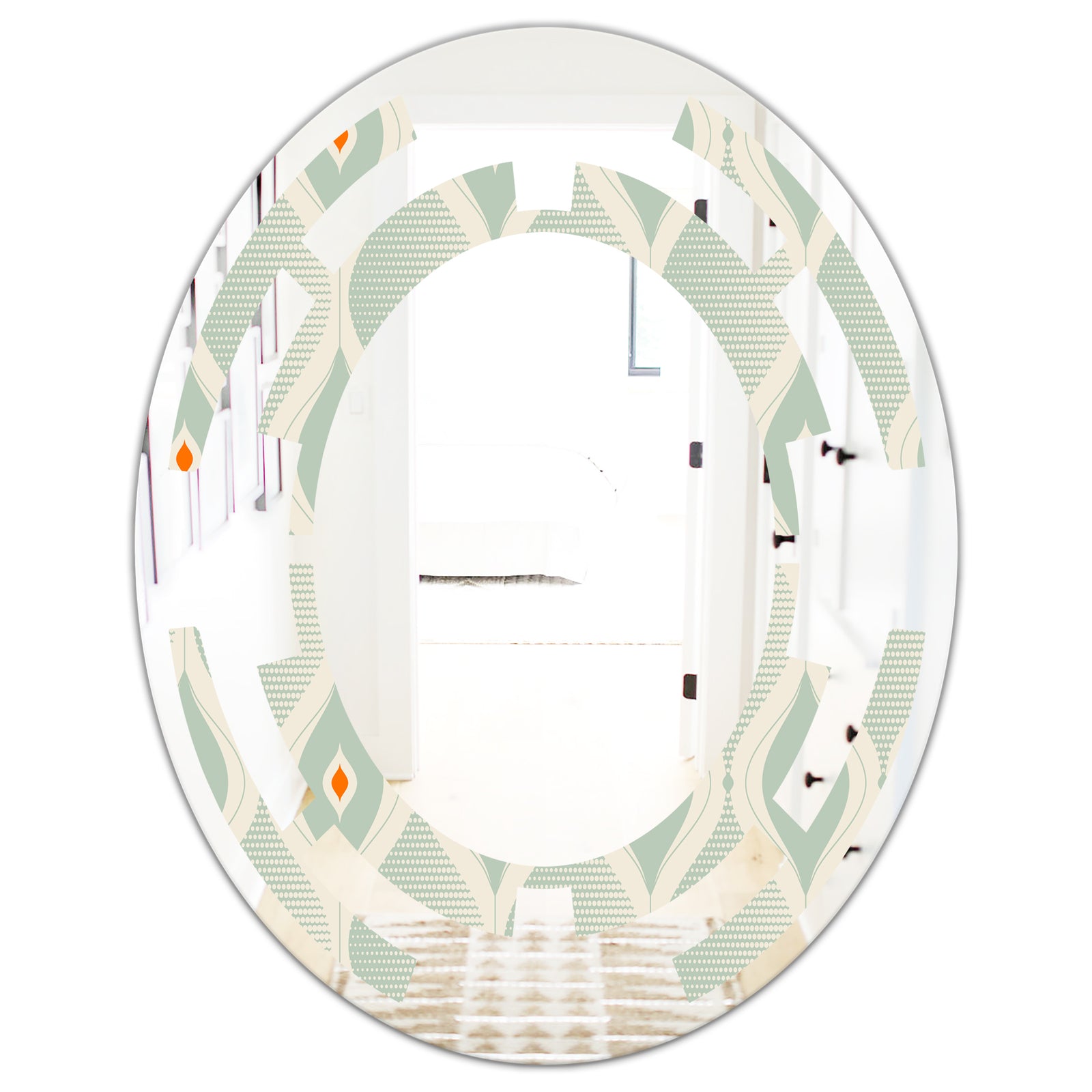 Retro Abstract Drops VII - Modern Round or Oval Wall Mirror - Space