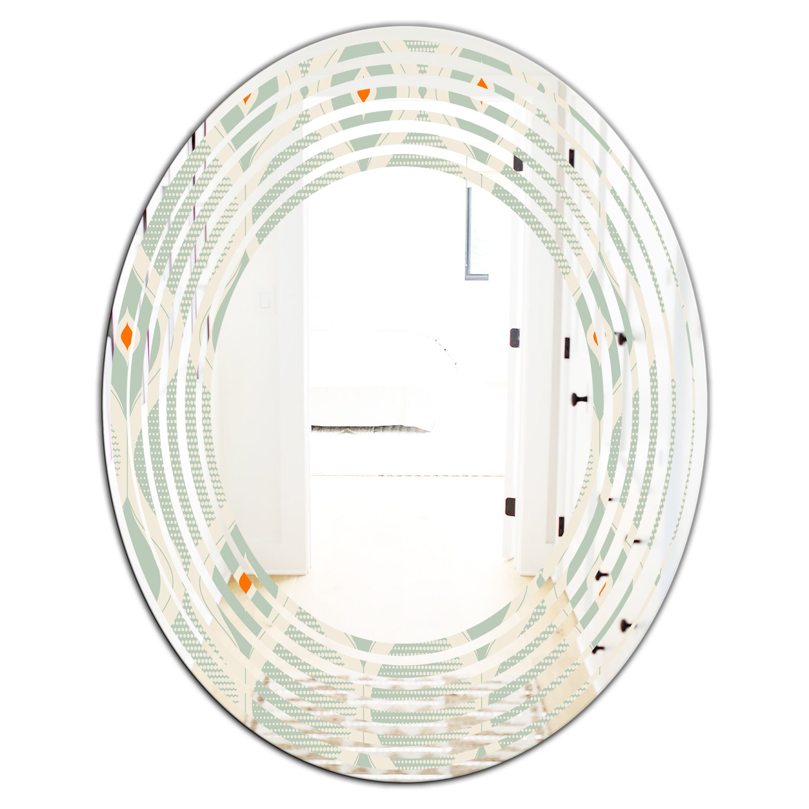 Retro Abstract Drops VII - Modern Round or Oval Wall Mirror - Wave