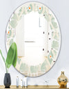 Retro Abstract Drops VII - Modern Round or Oval Wall Mirror - Leaves