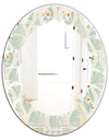 Retro Abstract Drops VII - Modern Round or Oval Wall Mirror - Leaves