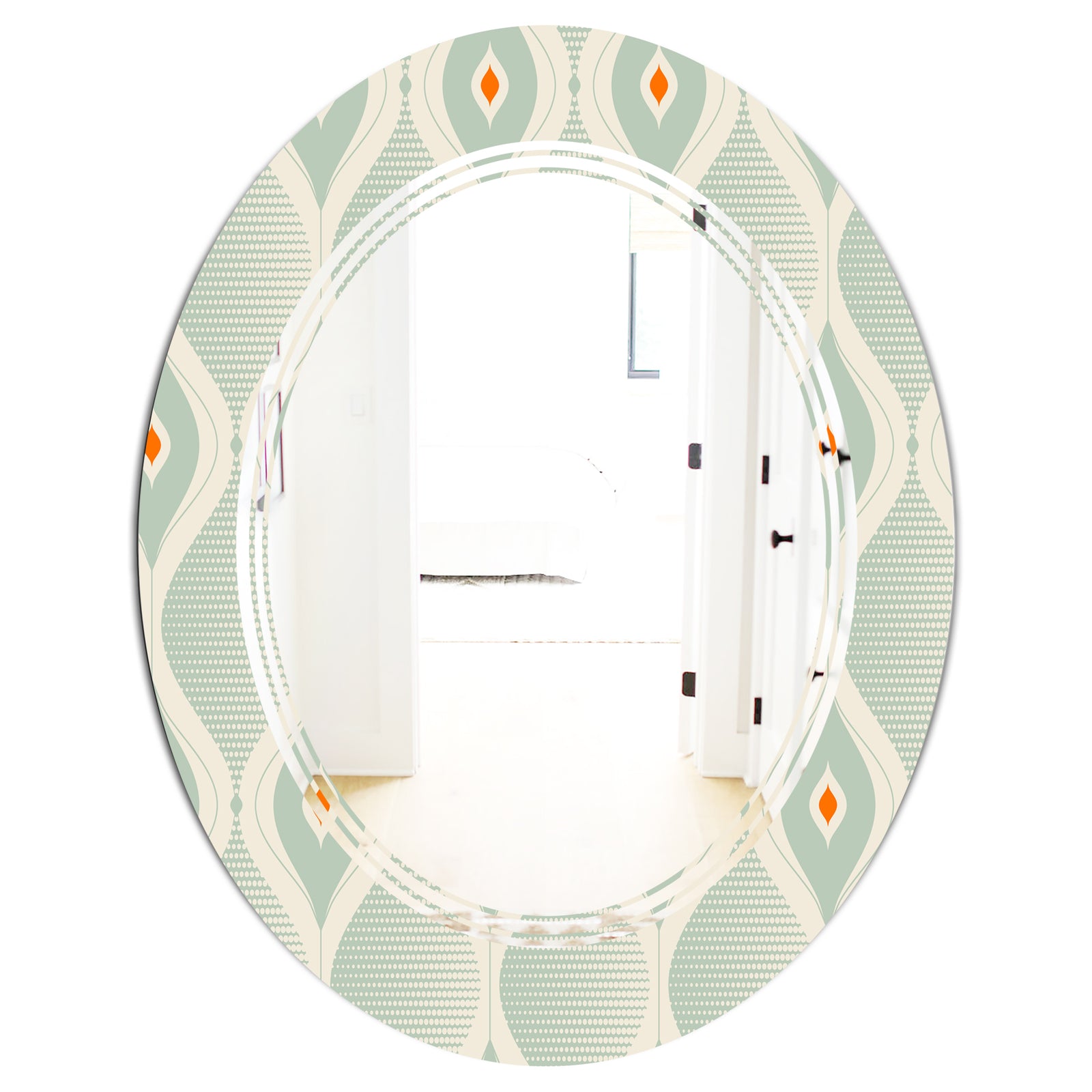 Retro Abstract Drops VII - Modern Round or Oval Wall Mirror - Triple C