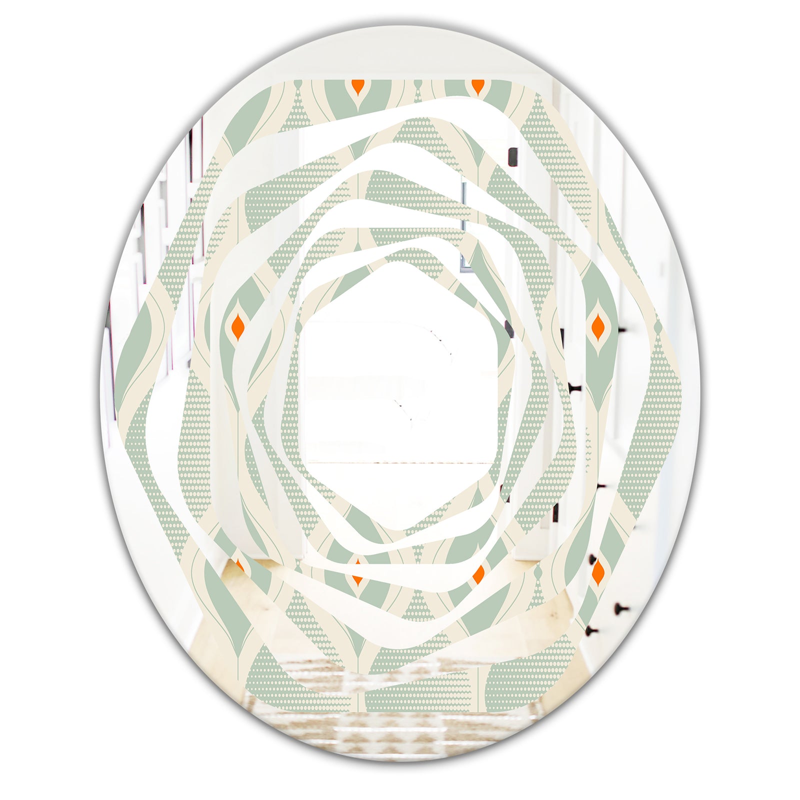 Retro Abstract Drops VII - Modern Round or Oval Wall Mirror - Whirl