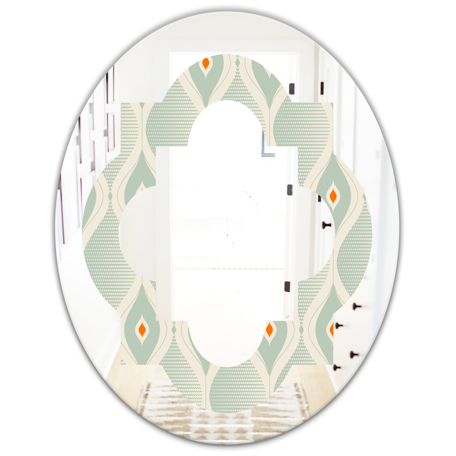 Retro Abstract Drops VII - Modern Round or Oval Wall Mirror - Quatrefoil