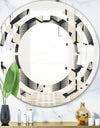 Abstract Retro Triangular Geometrics - Modern Round or Oval Wall Mirror - Space