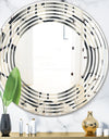 Abstract Retro Triangular Geometrics - Modern Round or Oval Wall Mirror - Wave