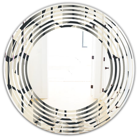Abstract Retro Triangular Geometrics - Modern Round or Oval Wall Mirror - Wave