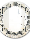 Abstract Retro Triangular Geometrics - Modern Round or Oval Wall Mirror - Leaves
