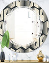 Abstract Retro Triangular Geometrics - Modern Round or Oval Wall Mirror - Triple C