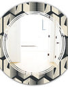 Abstract Retro Triangular Geometrics - Modern Round or Oval Wall Mirror - Triple C