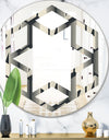 Abstract Retro Triangular Geometrics - Modern Round or Oval Wall Mirror - Hexagon Star