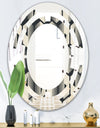 Abstract Retro Triangular Geometrics - Modern Round or Oval Wall Mirror - Space
