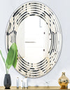 Abstract Retro Triangular Geometrics - Modern Round or Oval Wall Mirror - Wave