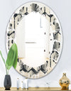Abstract Retro Triangular Geometrics - Modern Round or Oval Wall Mirror - Leaves