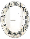 Abstract Retro Triangular Geometrics - Modern Round or Oval Wall Mirror - Leaves