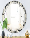 Abstract Retro Triangular Geometrics - Modern Round or Oval Wall Mirror - Triple C