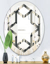 Abstract Retro Triangular Geometrics - Modern Round or Oval Wall Mirror - Hexagon Star