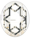 Abstract Retro Triangular Geometrics - Modern Round or Oval Wall Mirror - Hexagon Star