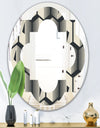 Abstract Retro Triangular Geometrics - Modern Round or Oval Wall Mirror - Quatrefoil