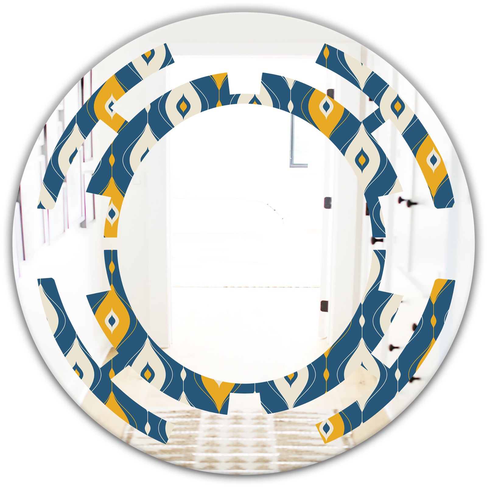 Retro Abstract Pattern II - Modern Round or Oval Wall Mirror - Space