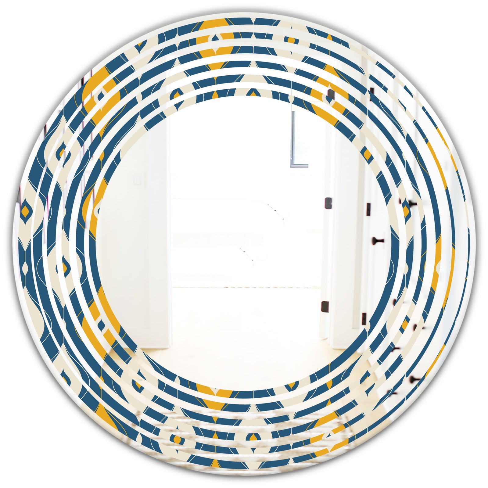 Retro Abstract Pattern II - Modern Round or Oval Wall Mirror - Wave