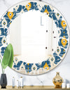 Retro Abstract Pattern II - Modern Round or Oval Wall Mirror - Leaves