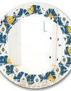 Retro Abstract Pattern II - Modern Round or Oval Wall Mirror - Leaves