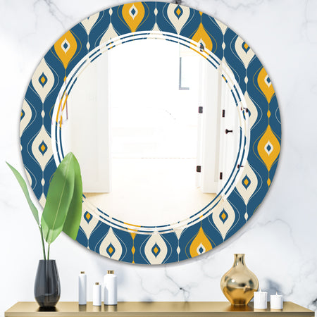 Retro Abstract Pattern II - Modern Round or Oval Wall Mirror - Triple C