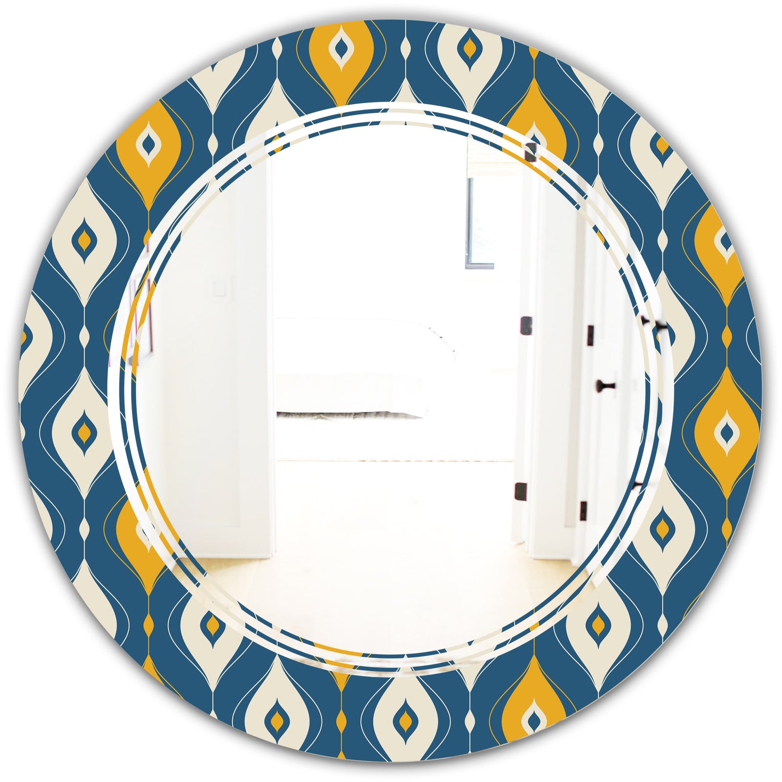 Retro Abstract Pattern II - Modern Round or Oval Wall Mirror - Triple C