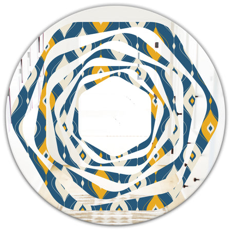 Retro Abstract Pattern II - Modern Round or Oval Wall Mirror - Whirl