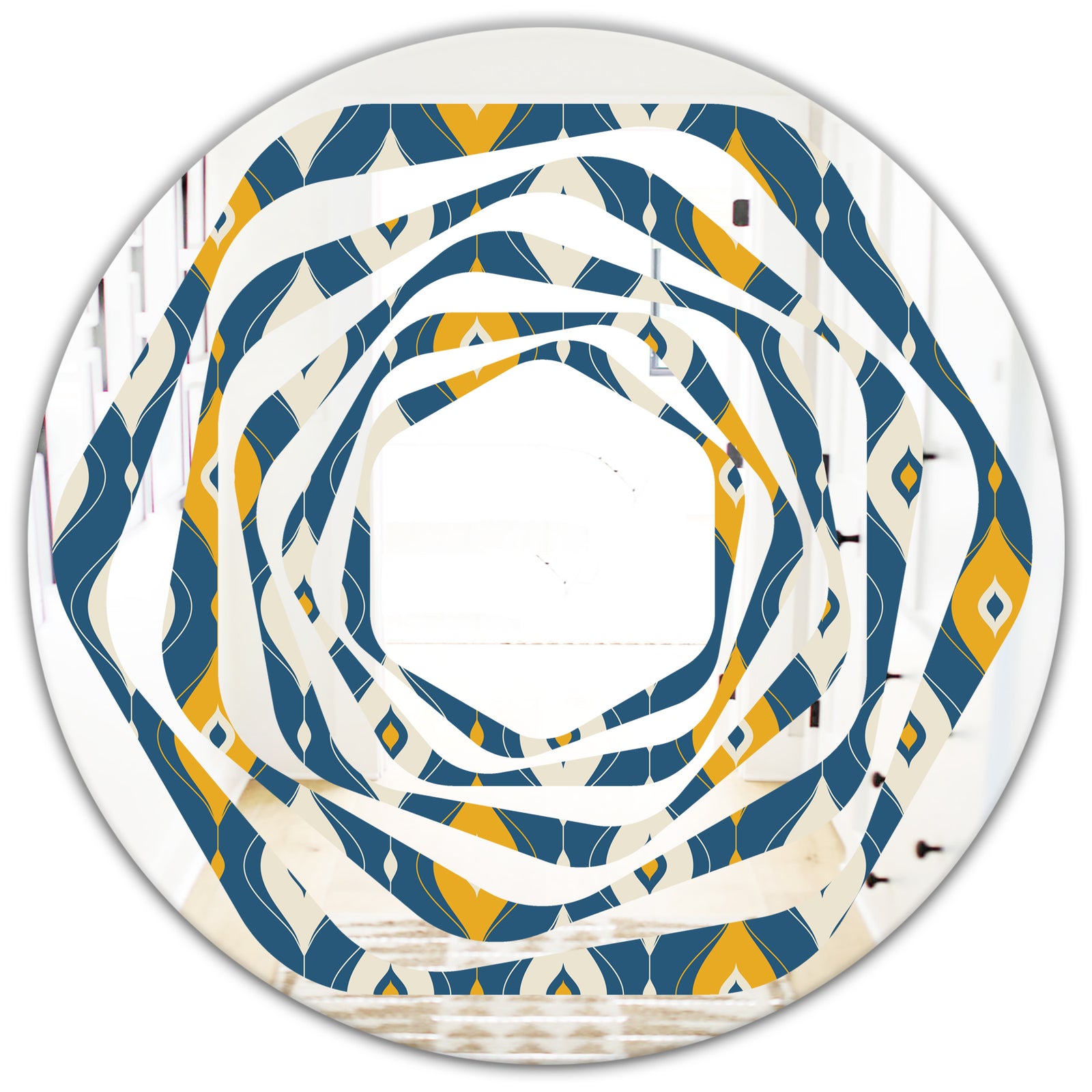 Retro Abstract Pattern II - Modern Round or Oval Wall Mirror - Whirl