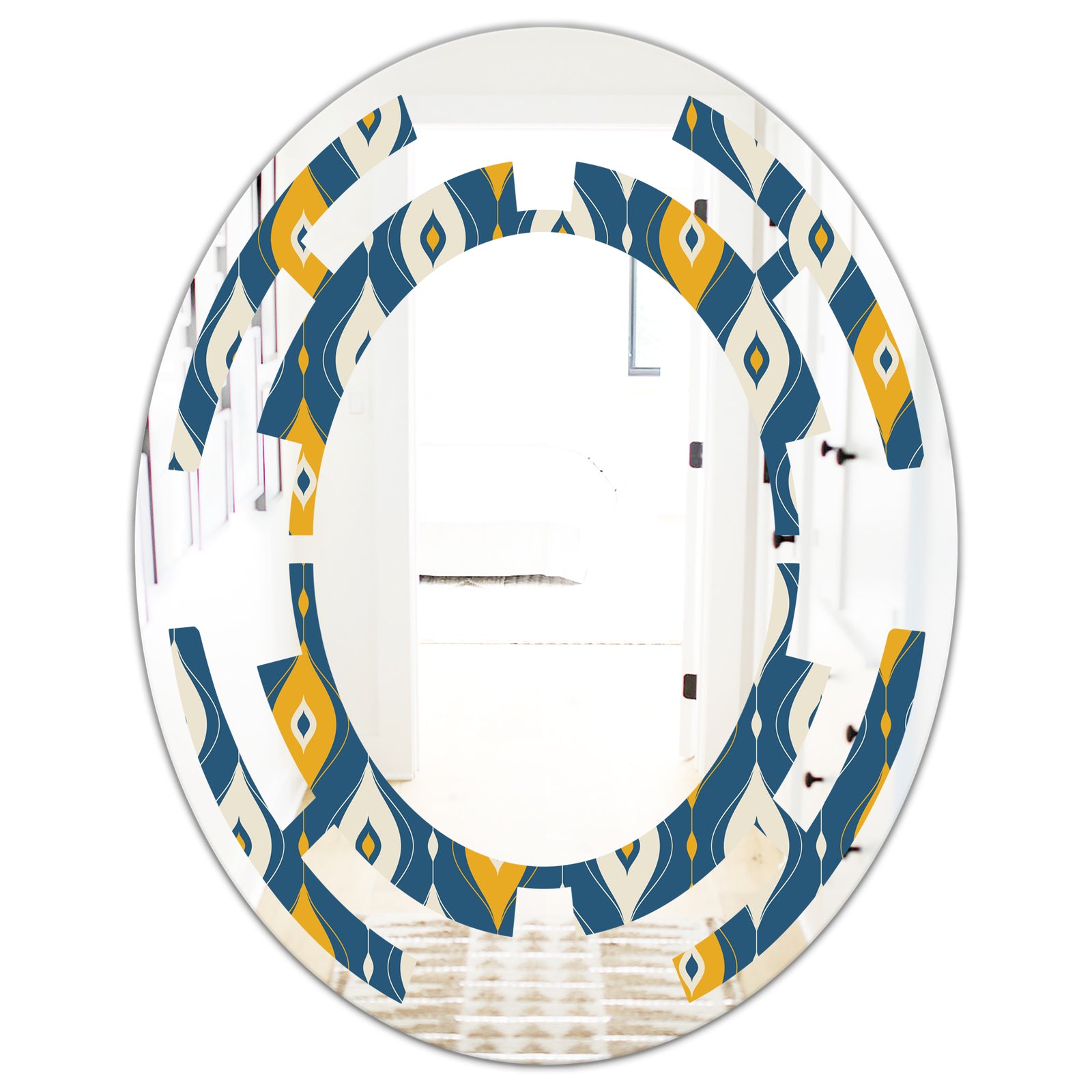 Retro Abstract Pattern II - Modern Round or Oval Wall Mirror - Space