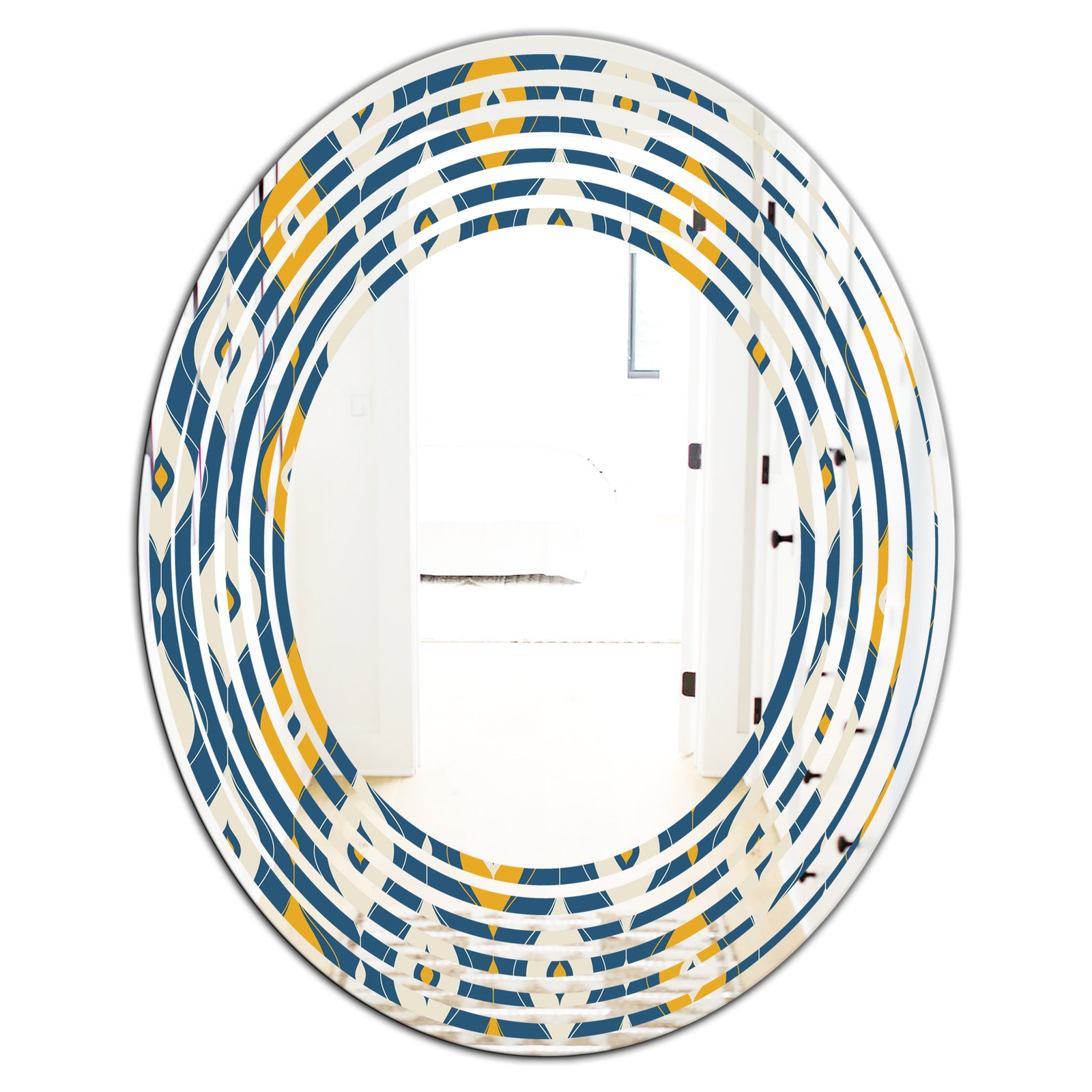 Retro Abstract Pattern II - Modern Round or Oval Wall Mirror - Wave