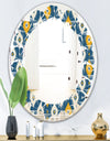 Retro Abstract Pattern II - Modern Round or Oval Wall Mirror - Leaves
